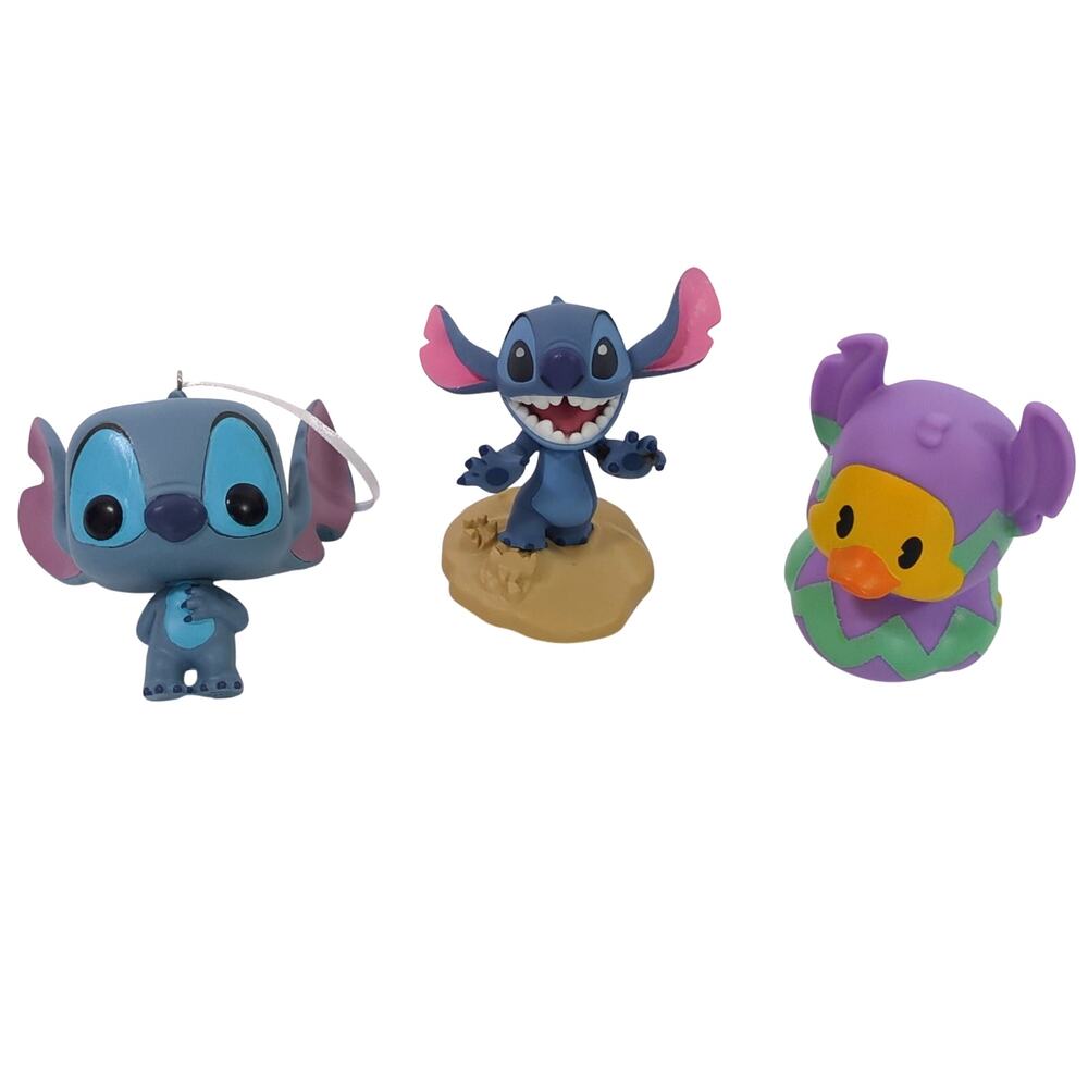 Disney Stitch Lot of 3 Funko Pop Ornament, Infinity Figurine, Rubber Duck Stitch